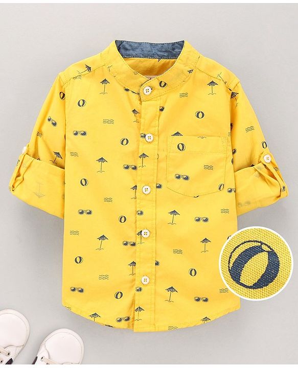 Babyhug Full Sleeves Cotton Shirt Printed- Yellow