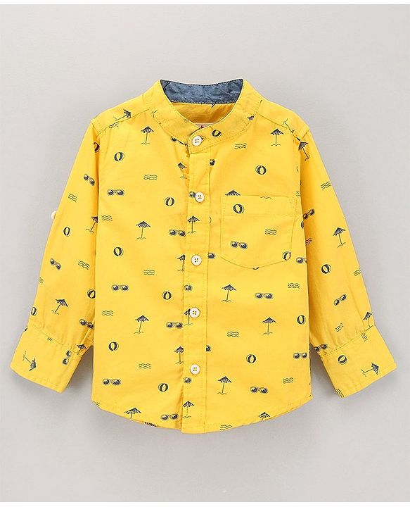 Babyhug Full Sleeves Cotton Shirt Printed- Yellow