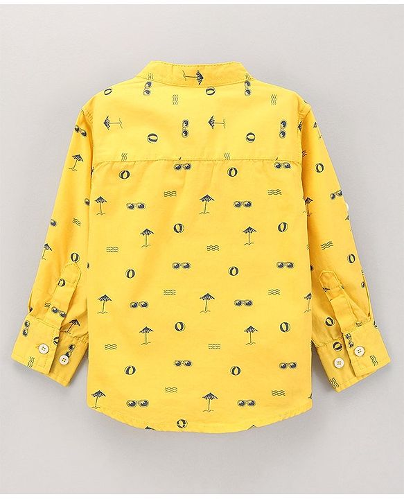 Babyhug Full Sleeves Cotton Shirt Printed- Yellow
