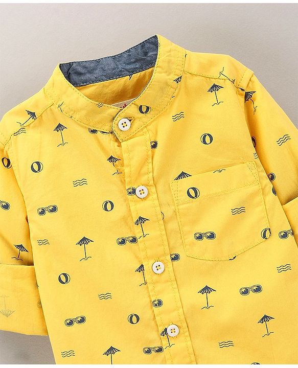 Babyhug Full Sleeves Cotton Shirt Printed- Yellow