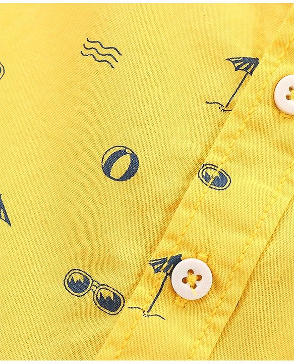 Babyhug Full Sleeves Cotton Shirt Printed- Yellow