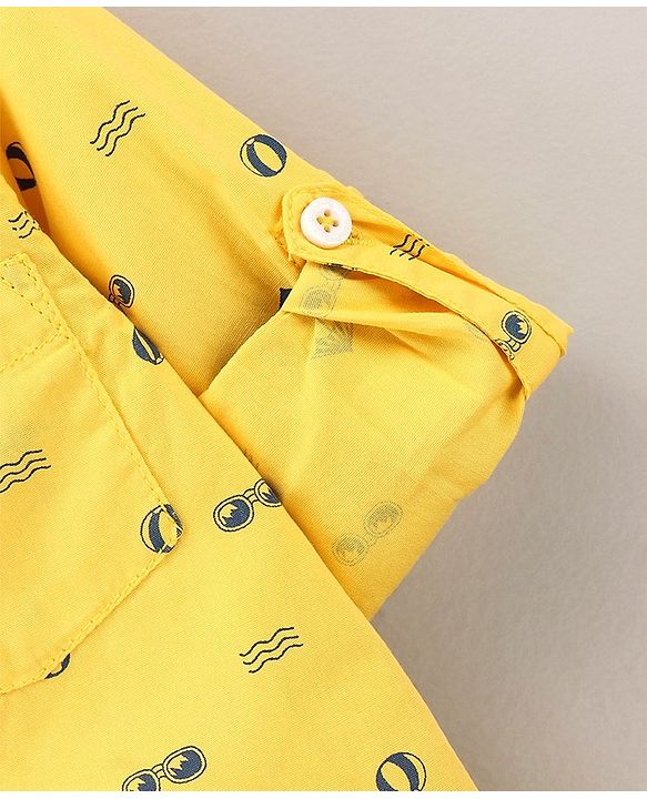 Babyhug Full Sleeves Cotton Shirt Printed- Yellow