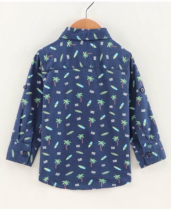 Babyhug Cotton Full Sleeves Shirt Printed - Blue