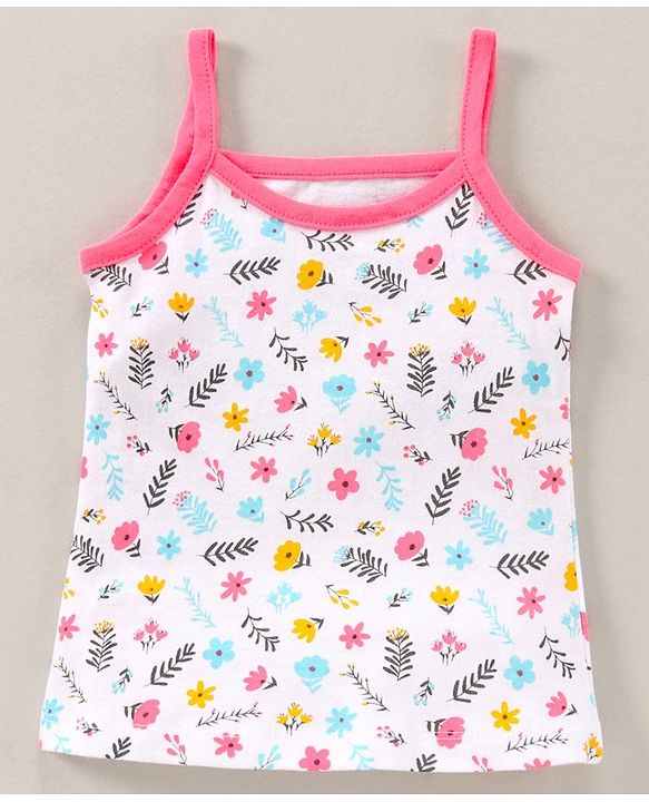 Babyhug 100% Cotton Antibacterial Finish Sleeveless Slips All Over Printed Pack of 3 - Pink Blue