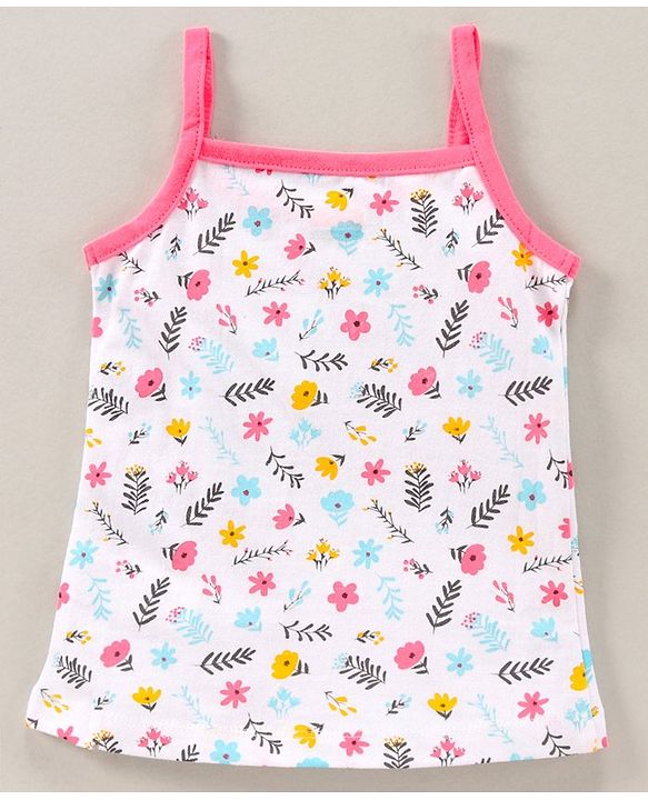 Babyhug 100% Cotton Antibacterial Finish Sleeveless Slips All Over Printed Pack of 3 - Pink Blue