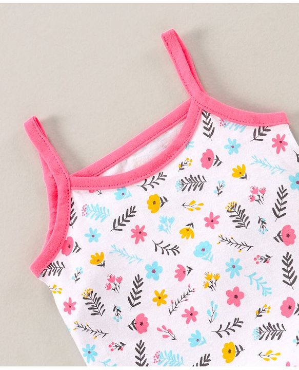 Babyhug 100% Cotton Antibacterial Finish Sleeveless Slips All Over Printed Pack of 3 - Pink Blue