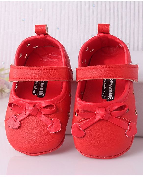 Cute Walk by Babyhug Velcro Closure Bellies Bow Applique & Laser Cut Detailing- Red