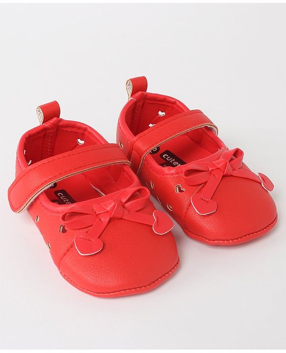 Cute Walk by Babyhug Velcro Closure Bellies Bow Applique & Laser Cut Detailing- Red