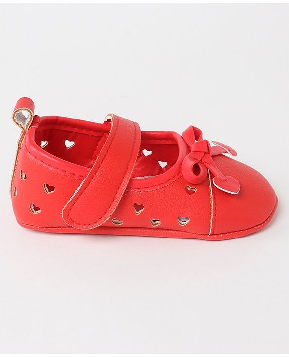 Cute Walk by Babyhug Velcro Closure Bellies Bow Applique & Laser Cut Detailing- Red