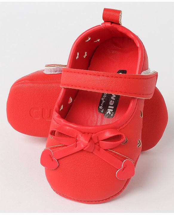 Cute Walk by Babyhug Velcro Closure Bellies Bow Applique & Laser Cut Detailing- Red