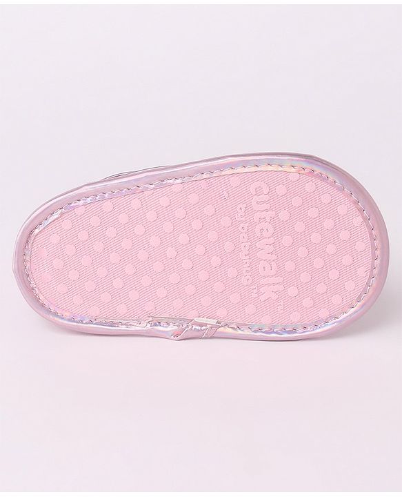 Cute Walk by Babyhug Velcro Closure Sandal Style Booties with Bow Applique - Pink