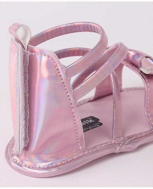 Cute Walk by Babyhug Velcro Closure Sandal Style Booties with Bow Applique - Pink