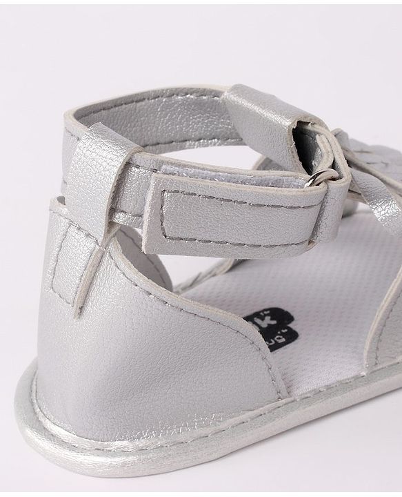 Cute Walk by Babyhug Sandal Style Booties with Bow Applique - Silver