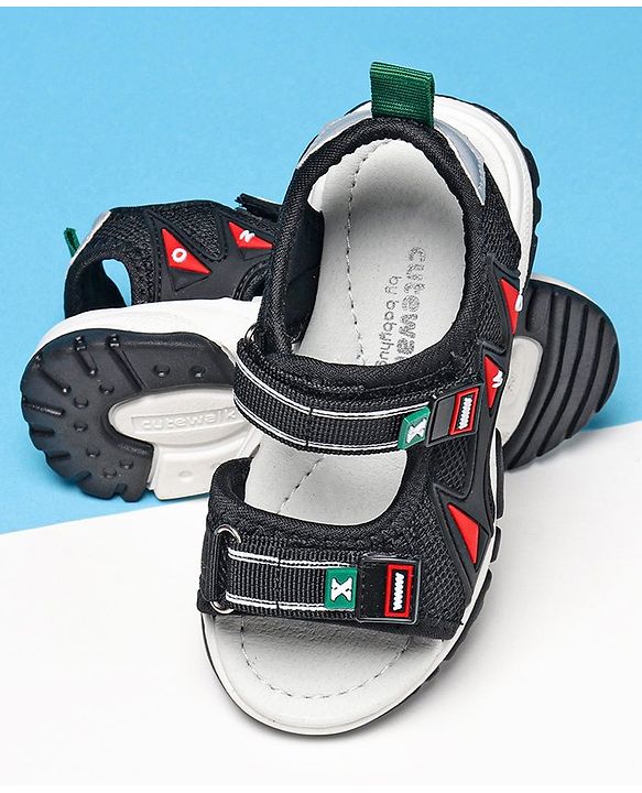 Cute Walk by Babyhug Sandals With Velcro Closure - Black