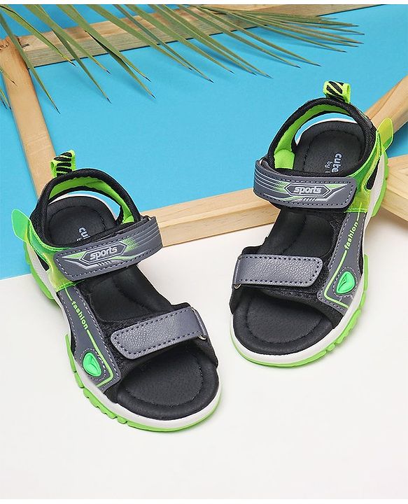 Cute Walk by Babyhug Sandals With Velcro Closure Text Print - Grey