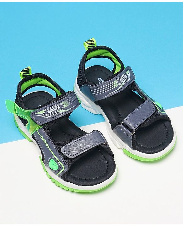 Cute Walk by Babyhug Sandals With Velcro Closure Text Print - Grey