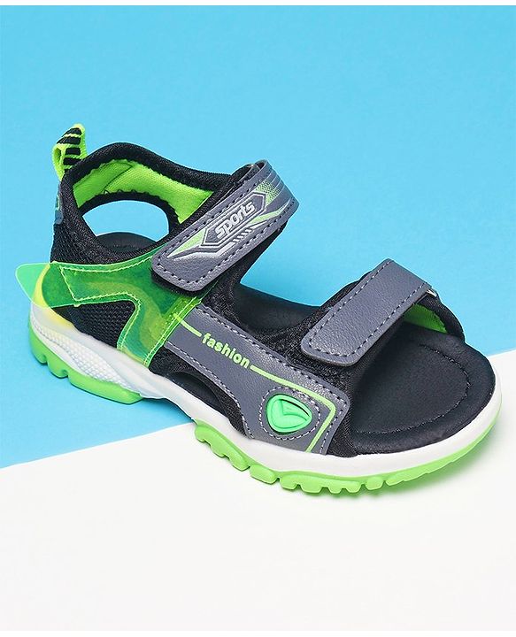 Cute Walk by Babyhug Sandals With Velcro Closure Text Print - Grey