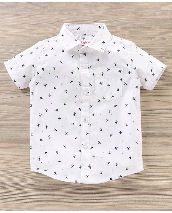 Babyhug Half Sleeves Cotton Shirt Airplane Print- White