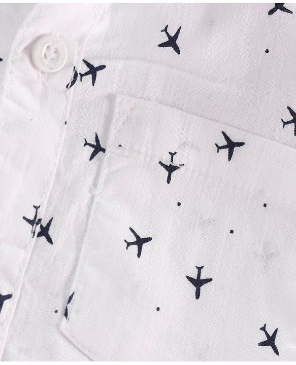 Babyhug Half Sleeves Cotton Shirt Airplane Print- White
