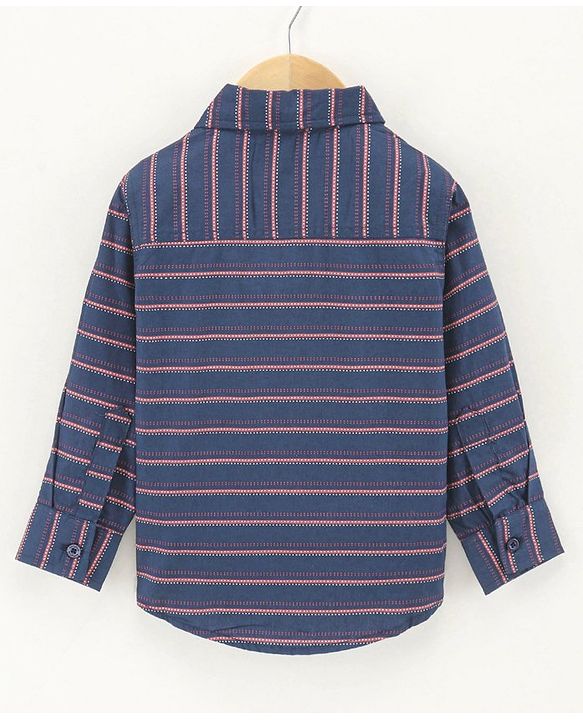 Babyhug Full Sleeves Shirt Striped - Navy Blue