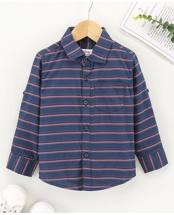 Babyhug Full Sleeves Shirt Striped - Navy Blue