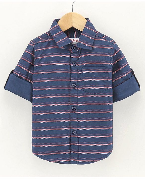 Babyhug Full Sleeves Shirt Striped - Navy Blue