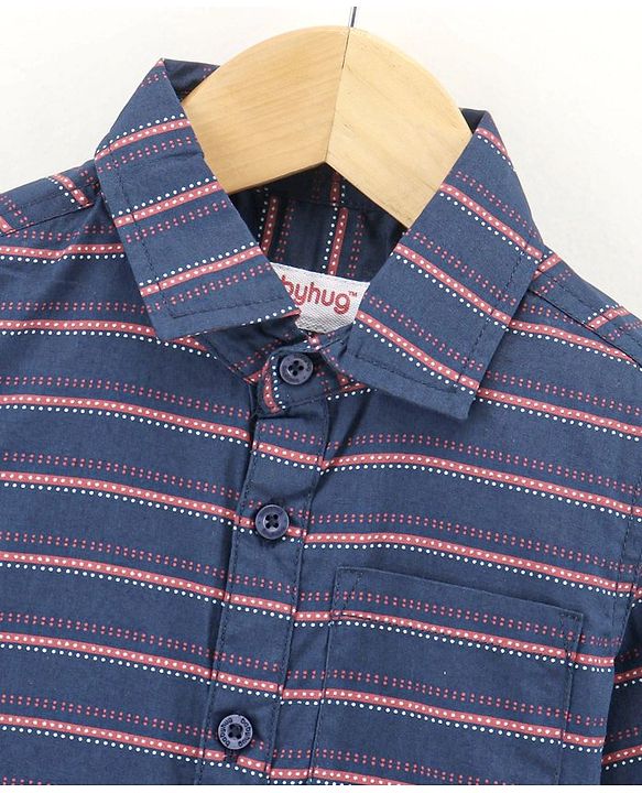 Babyhug Full Sleeves Shirt Striped - Navy Blue