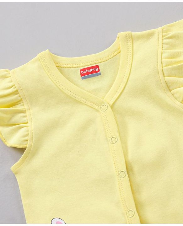 Babyhug Cap Sleeves Cotton Vests Printed Pack of 3 - Pink Blue Yellow