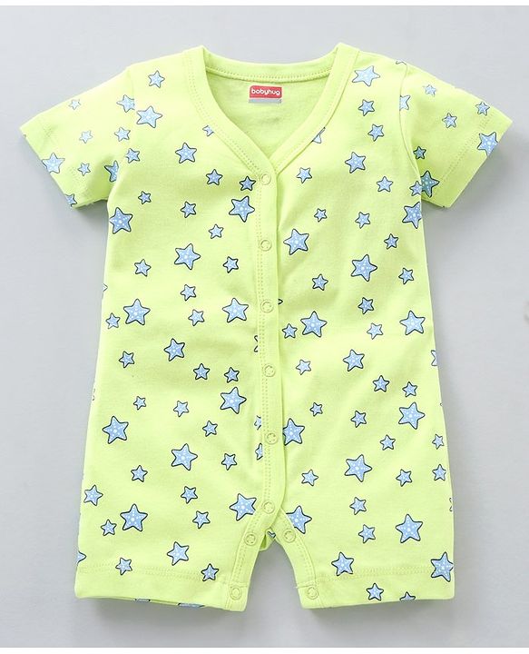 Babyhug 100% Cotton Half Sleeves Rompers Printed Pack of 2- Multicolor
