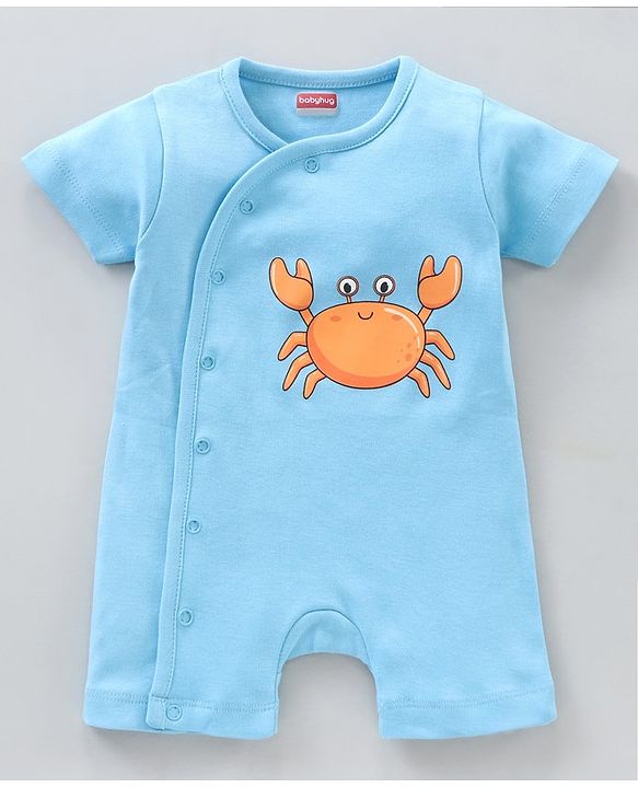 Babyhug 100% Cotton Half Sleeves Rompers Printed Pack of 2- Multicolor
