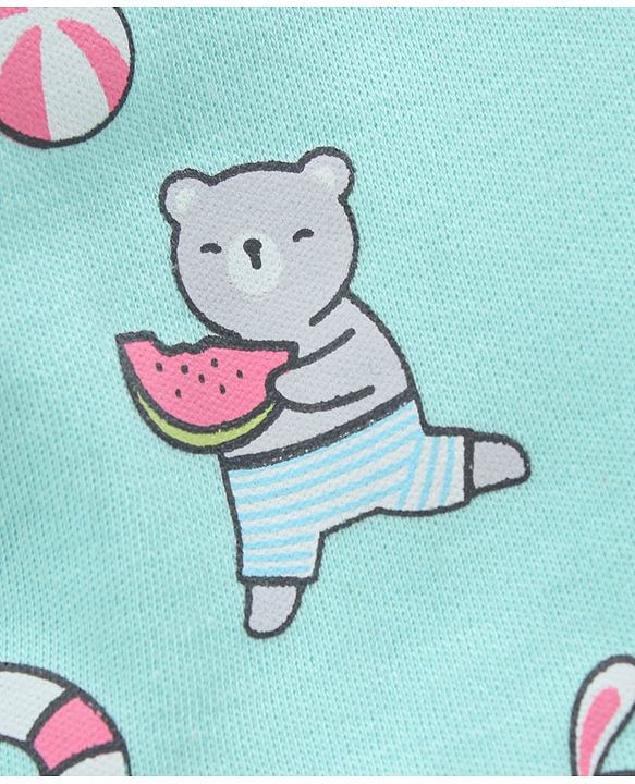 Babyhug 100% Cotton Cap Sleeves Romper Printed Pack of 2- Blue Pink