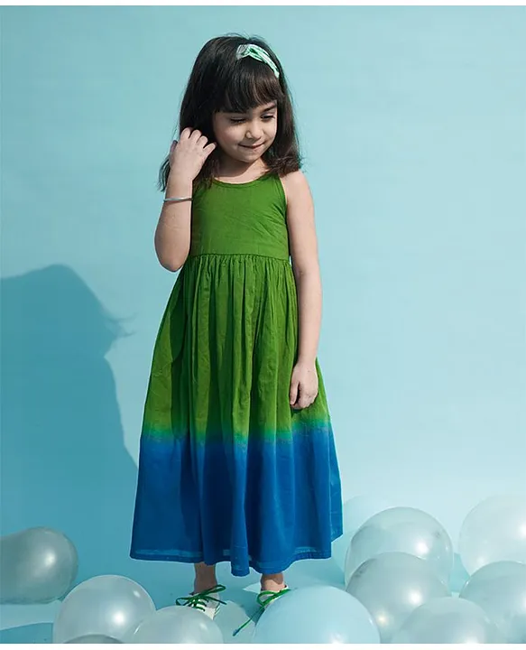 Buy SAKA DESIGNS Girls Maxi Dress with Dupatta Peach (Set of 2) online