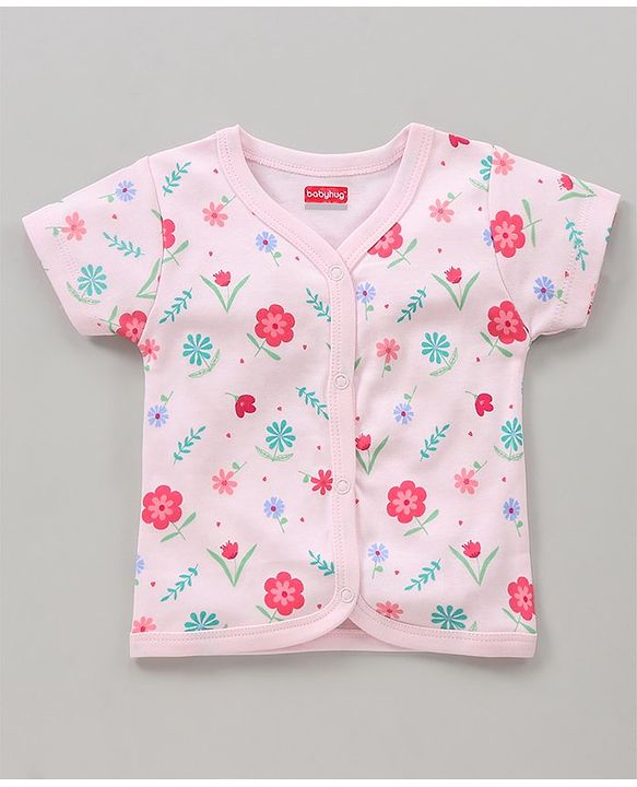 Babyhug Cotton Knit Half Sleeves Vests All Over Printed Pack of 3 - Multicolour