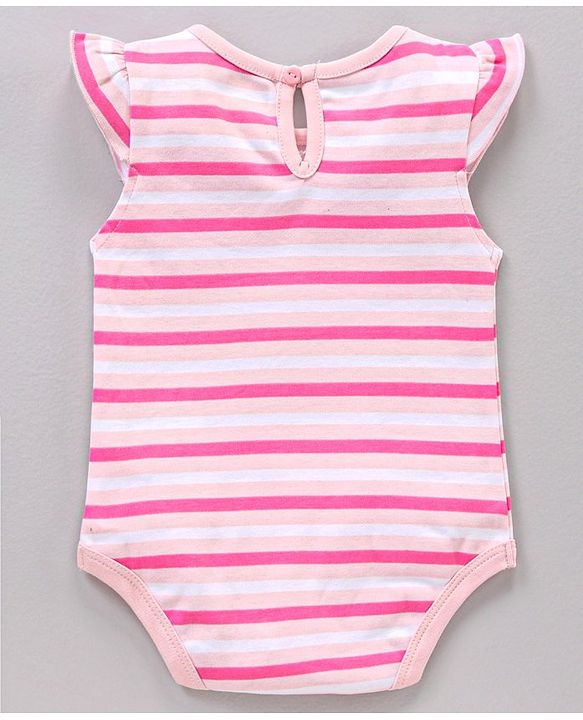 Babyhug Flutter Sleeves 100% Cotton Onesies Striped And Floral Print Pack of 3 - Pink and Blue