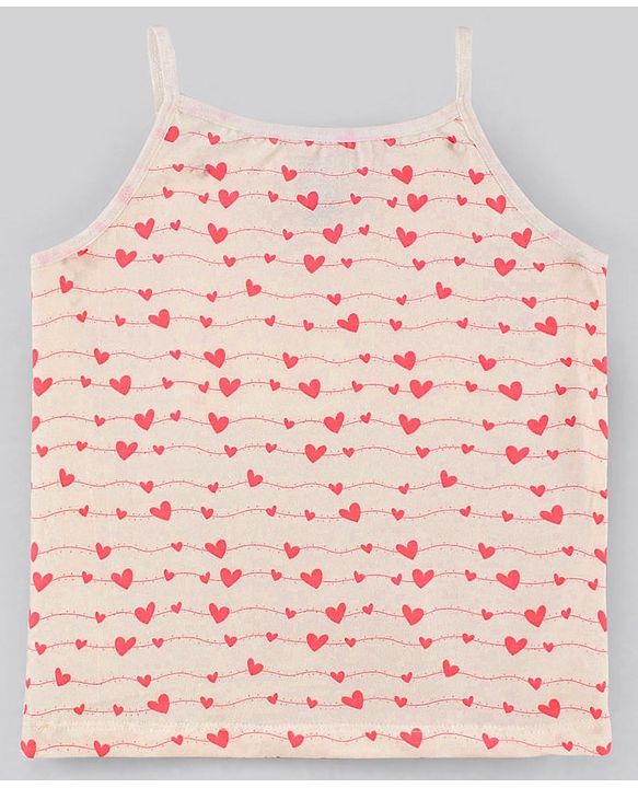 Pine Kids Sleeveless Biowashed Cotton Slips Heart Print Pack Of 3 (Colour May Vary)