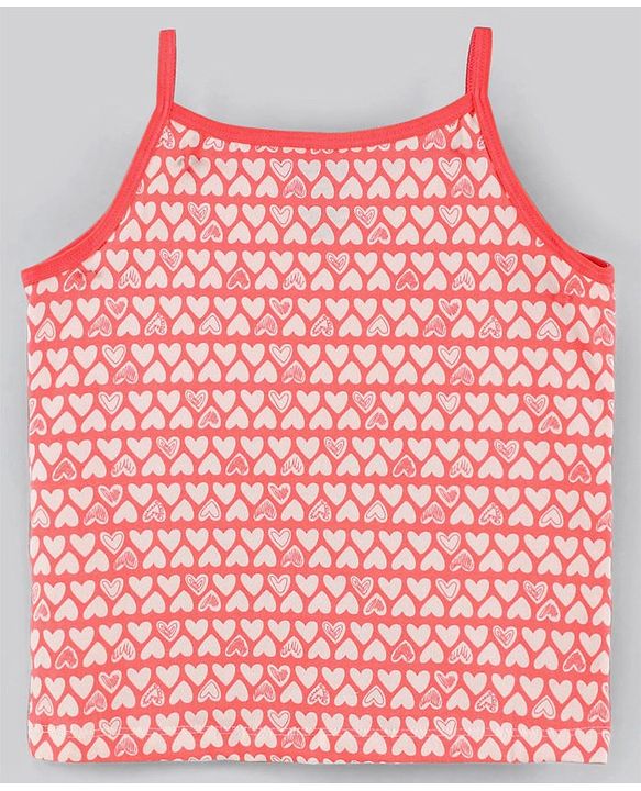 Pine Kids Sleeveless Biowashed Cotton Slips Heart Print Pack Of 3 (Colour May Vary)