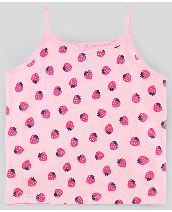 Pine Kids Anti Microbial & Bio Washed Singlet Sleeves Slips Polka Dots & Strawberry Print Pack of 3 (Color May Vary)