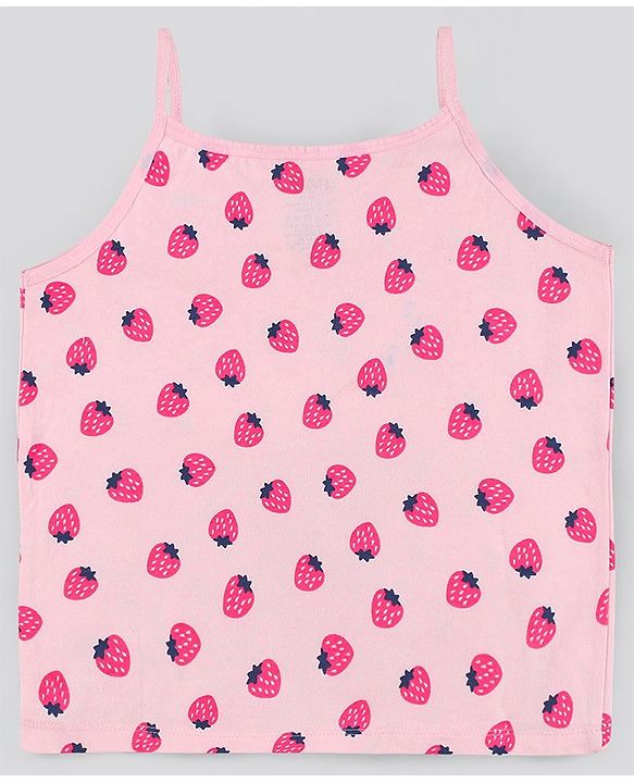 Pine Kids Anti Microbial & Bio Washed Singlet Sleeves Slips Polka Dots & Strawberry Print Pack of 3 (Color May Vary)