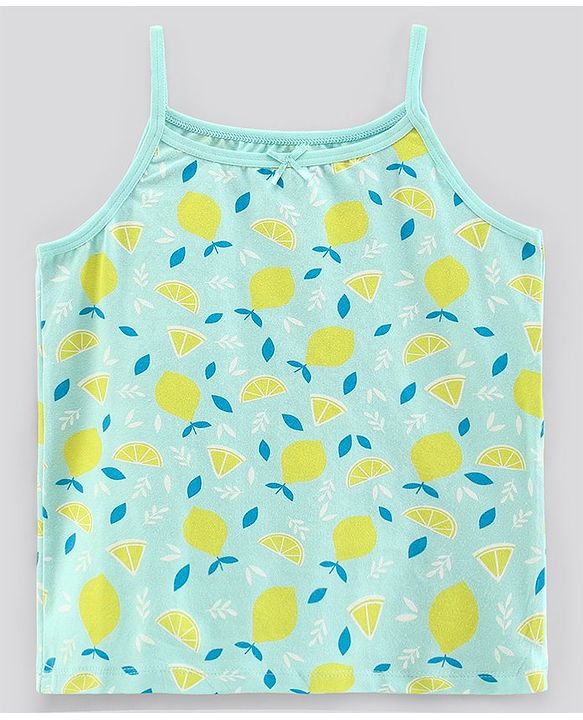 Pine Kids Anti-Microbial & Biowashed Sleeveless Slips Multi Print & Bow Pack Of 3 - Green Blue