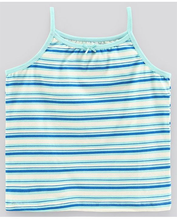 Pine Kids Anti-Microbial & Biowashed Sleeveless Slips Multi Print & Bow Pack Of 3 - Green Blue
