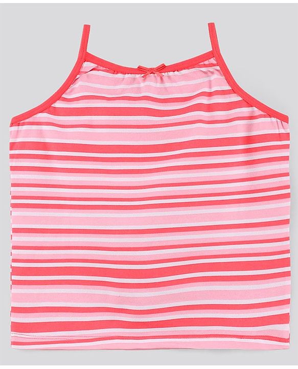 Pine Kids Anti-Microbial & Biowashed Sleeveless Slips Multi Print & Bow Pack Of 3 - Red Pink