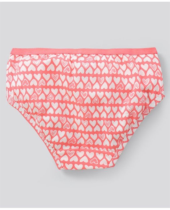 Pine Kids Cotton Lycra Biowashed Panties Heart Print Pack Of 3 (Colour May Vary)