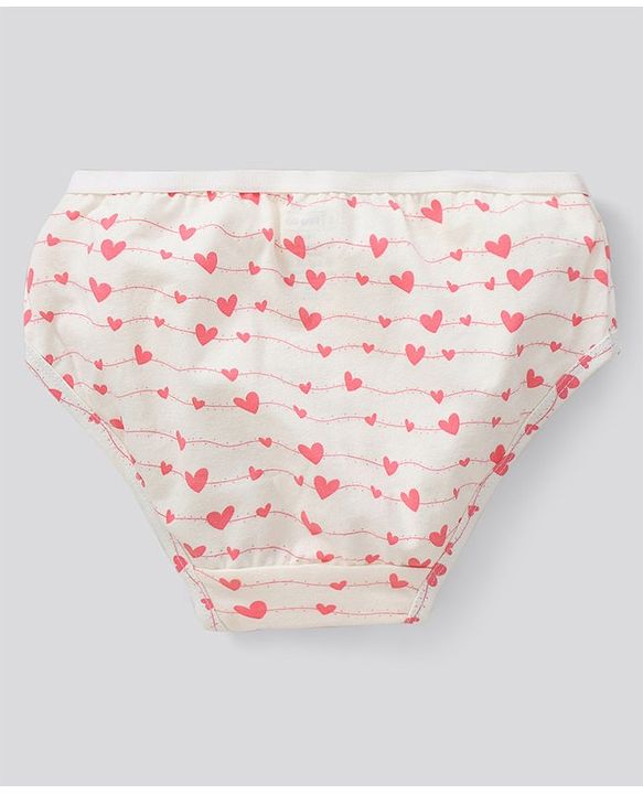Pine Kids Cotton Lycra Biowashed Panties Heart Print Pack Of 3 (Colour May Vary)