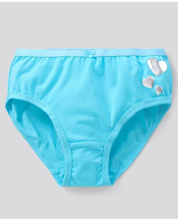 Pine Kids Cotton Lycra Biowashed Panties Heart Print Pack Of 3 (Colour May Vary)