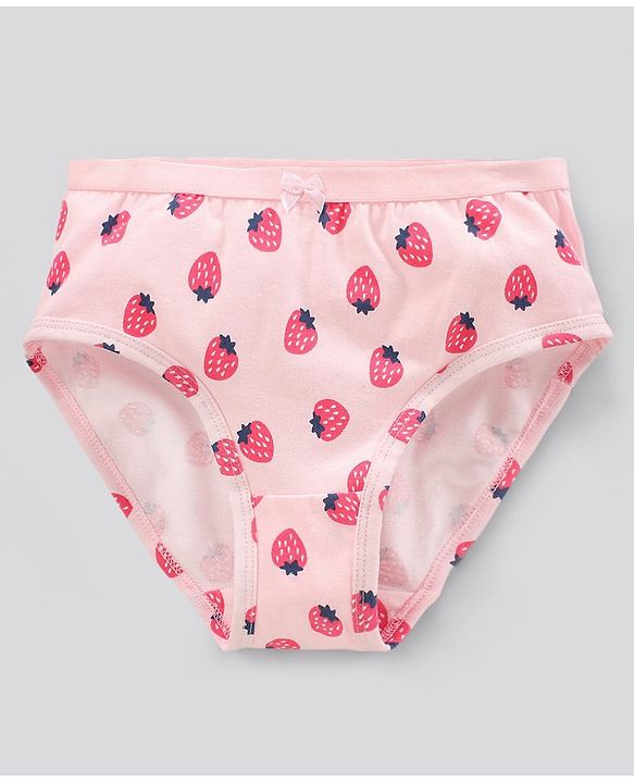 Pine Kids Anti Bacterial & Biowashed Panties Polka Dots & Strawberry Print Pack of 3 (Colour May Vary)