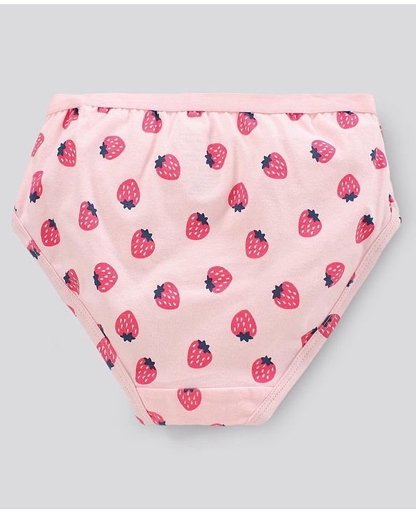 Pine Kids Anti Bacterial & Biowashed Panties Polka Dots & Strawberry Print Pack of 3 (Colour May Vary)
