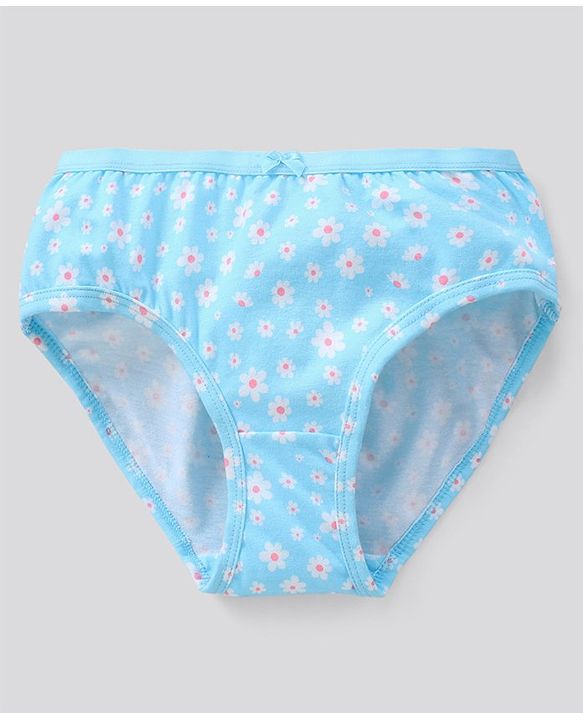 Pine Kids Antimicrobial And Biowashed Cotton Lycra Panties Floral Dot And Stripe Print Pack Of 3 (Colour May Vary)