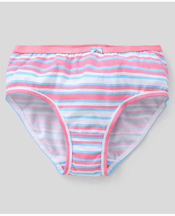 Pine Kids Antimicrobial And Biowashed Cotton Lycra Panties Floral Dot And Stripe Print Pack Of 3 (Colour May Vary)