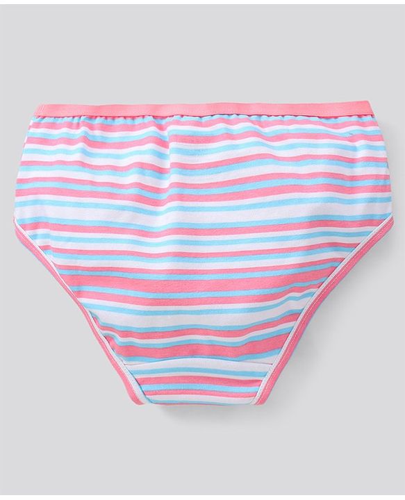 Pine Kids Antimicrobial And Biowashed Cotton Lycra Panties Floral Dot And Stripe Print Pack Of 3 (Colour May Vary)