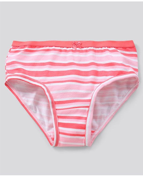 Pine Kids Cotton Lycra Biowashed Panties Heart Stripe And Dot Print Pack Of 3 (Colour May Vary)